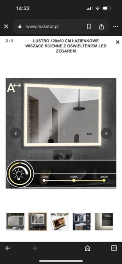 Lustro łazienkowe LED 120×60