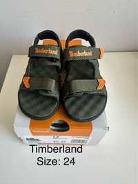 Sandały trekkingowe khaki na rzepy Timberland 24