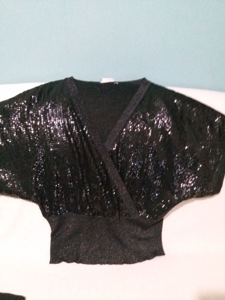Oasis Нарядная красивая черная блуза топ с пайетками
