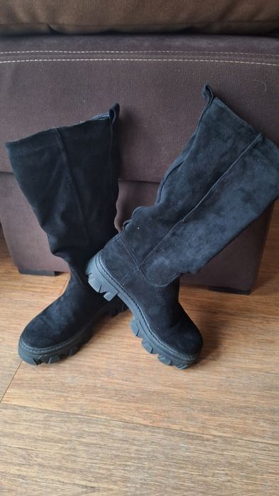 Kozaki dziewczęce/ kobiece, zamsz rozm 36