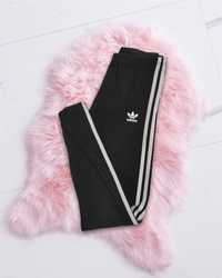 Spodnie dresy legginsy Adidas 3 stripes białe paski rozmiar XS czarne