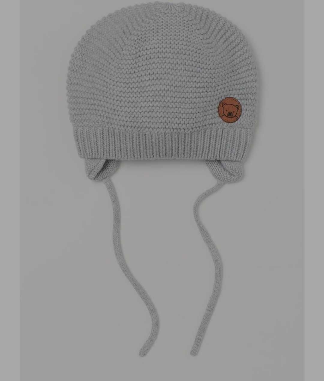 Dzianinowa czapka H&M 86/92 bawełniana szara