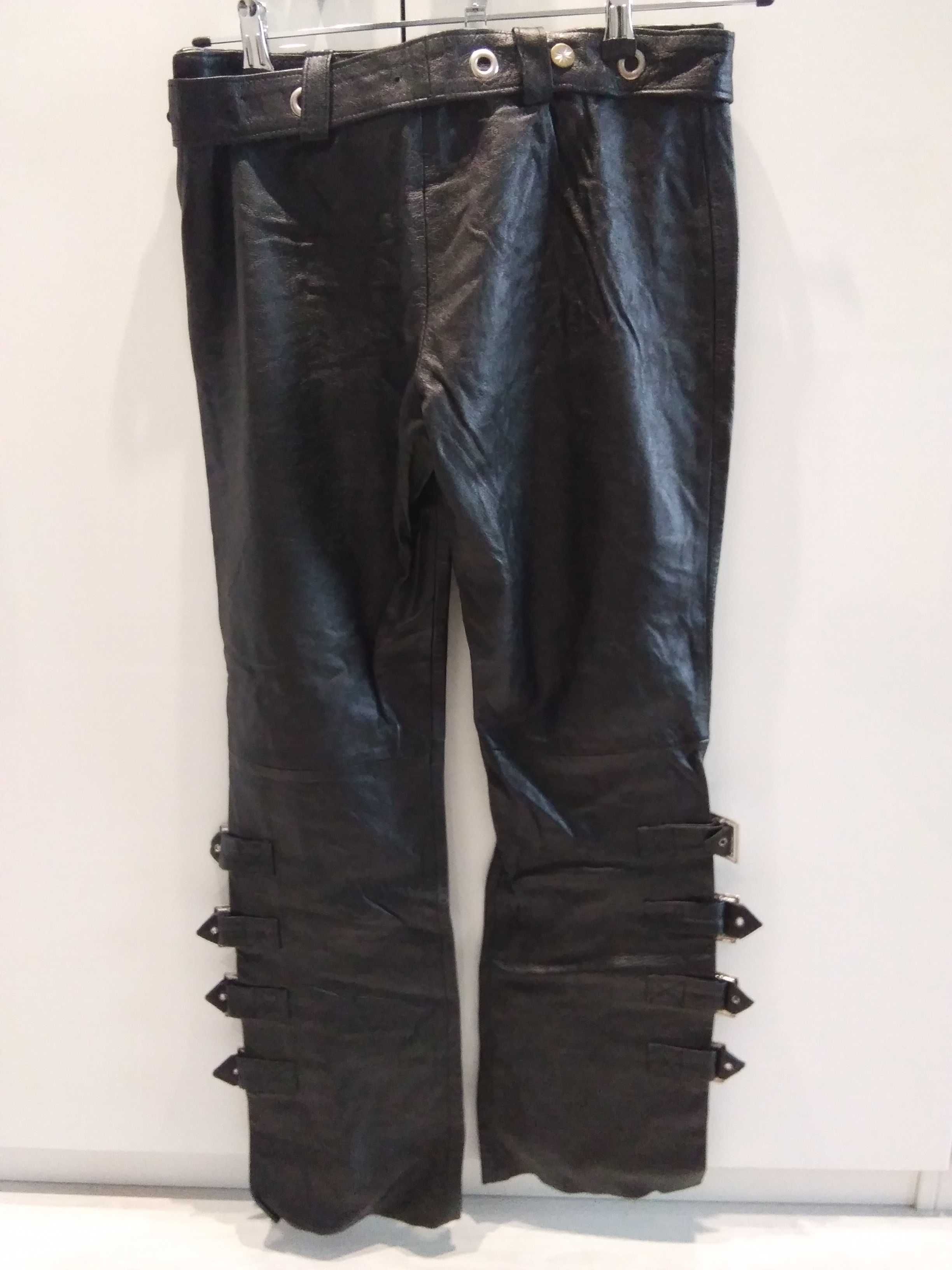 czarne skórzane damskie spodnie włoskie 44