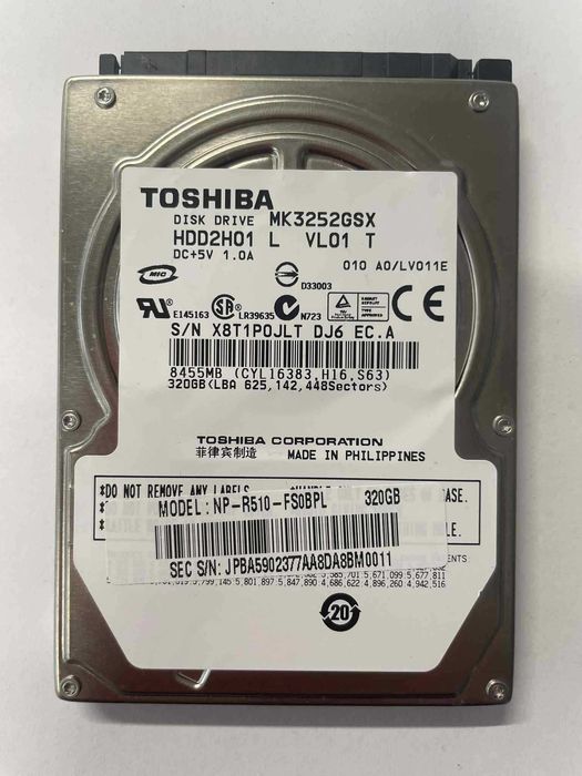 Dysk twardy 2,5' 320GB Toshiba MK3252GSX - stan bardzo dobry