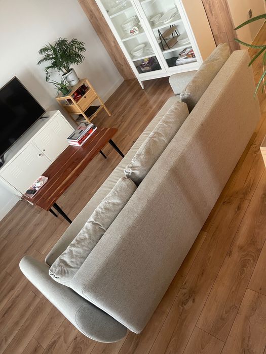 Kanapa rozkładana sofa siwa szara beż z funkcją spania ikea grunnarp