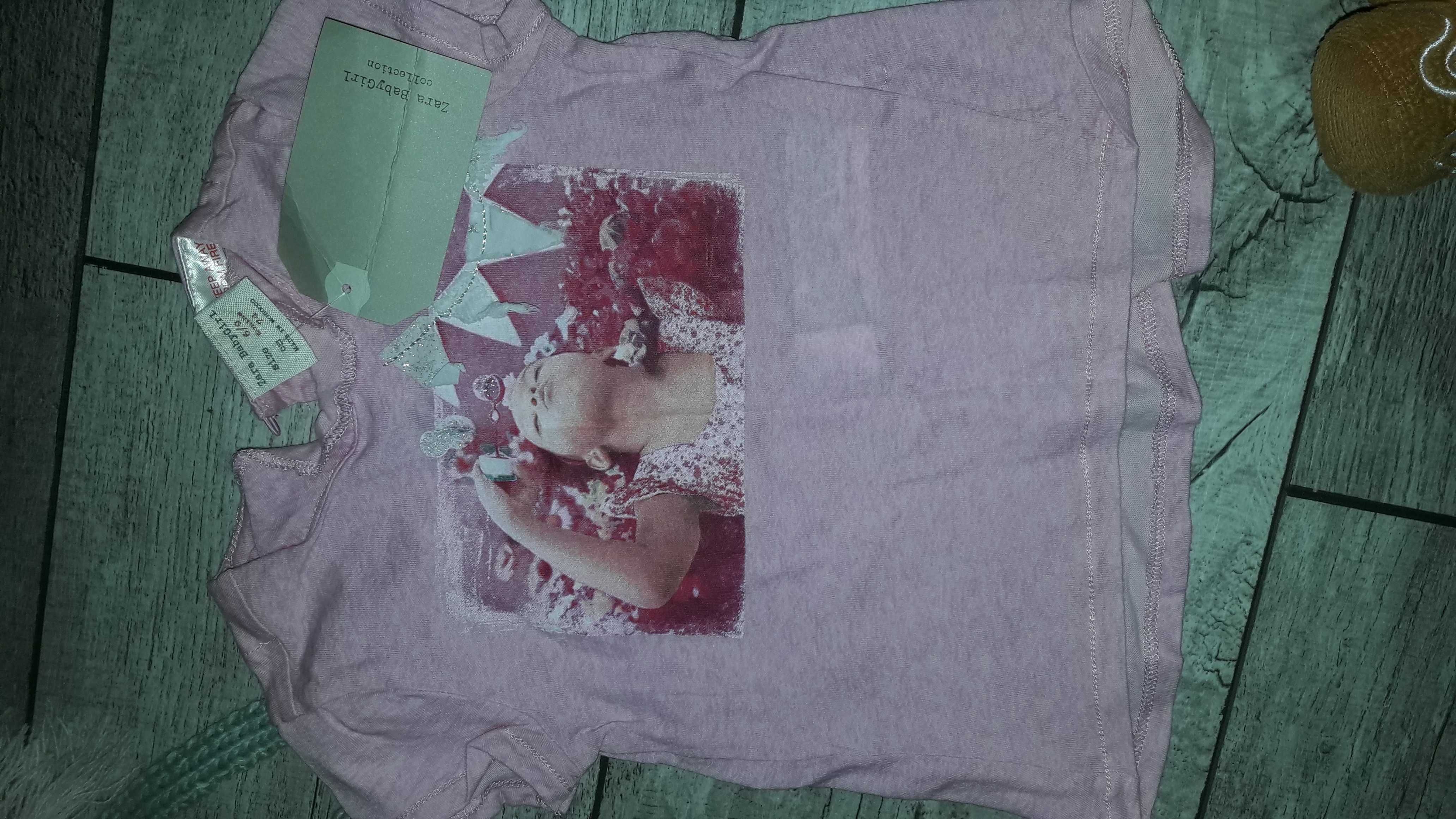 T-shirt 74/80 zara baby różowa