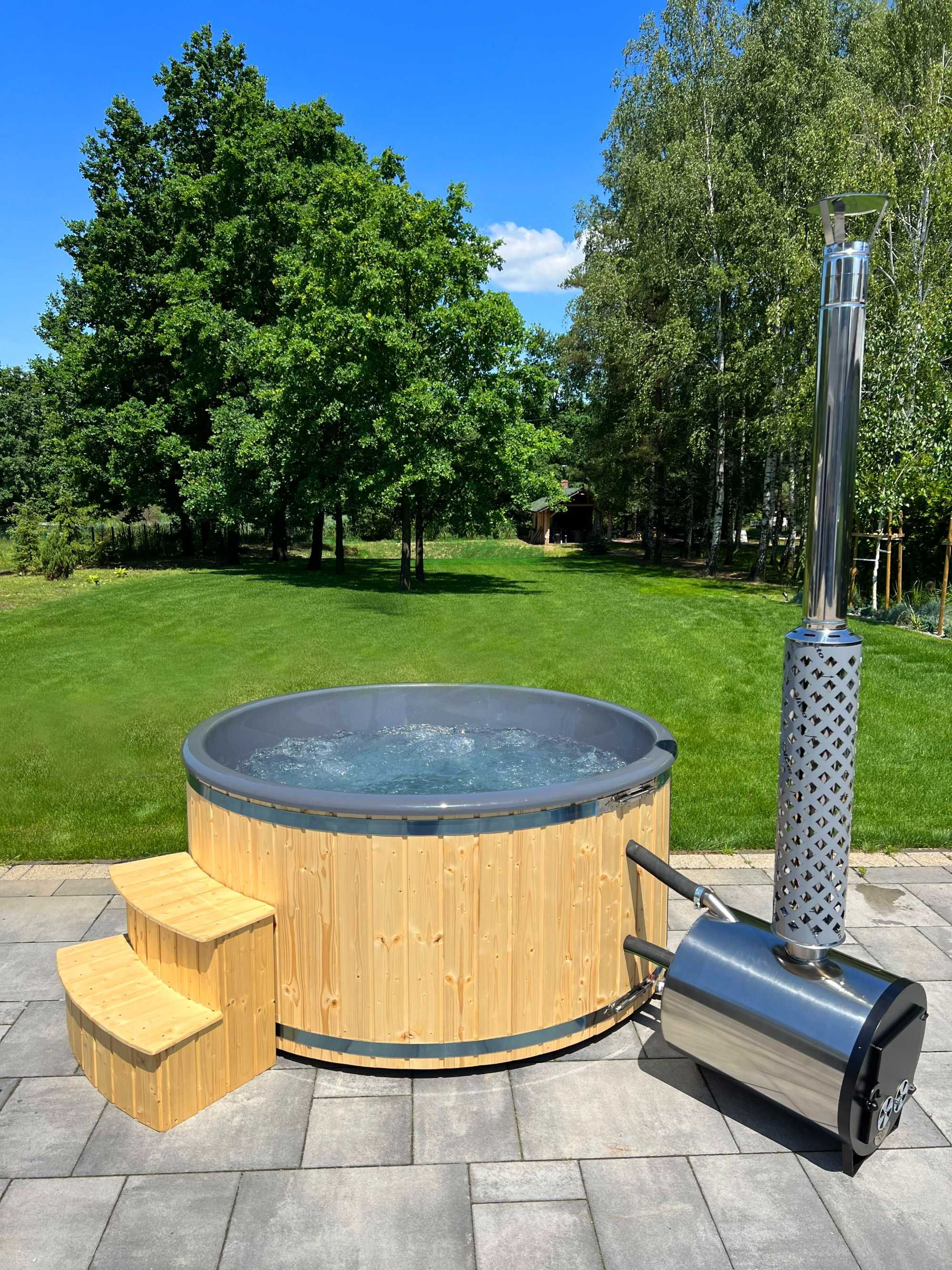 Jacuzzi ogrodowe z piecem Balia Wanna z hydromasażem  hot tub piec LED
