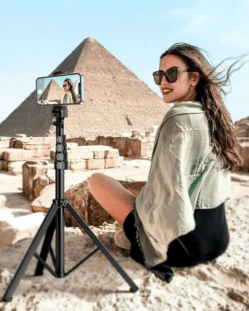 STATYW NA APARAT telefon stojak tripod 103cm uchwyt do zdjęć z pilotem