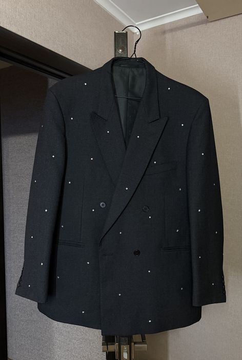 Дуже гарний вовняний двобортний піджак жакет з камінням від Centaur