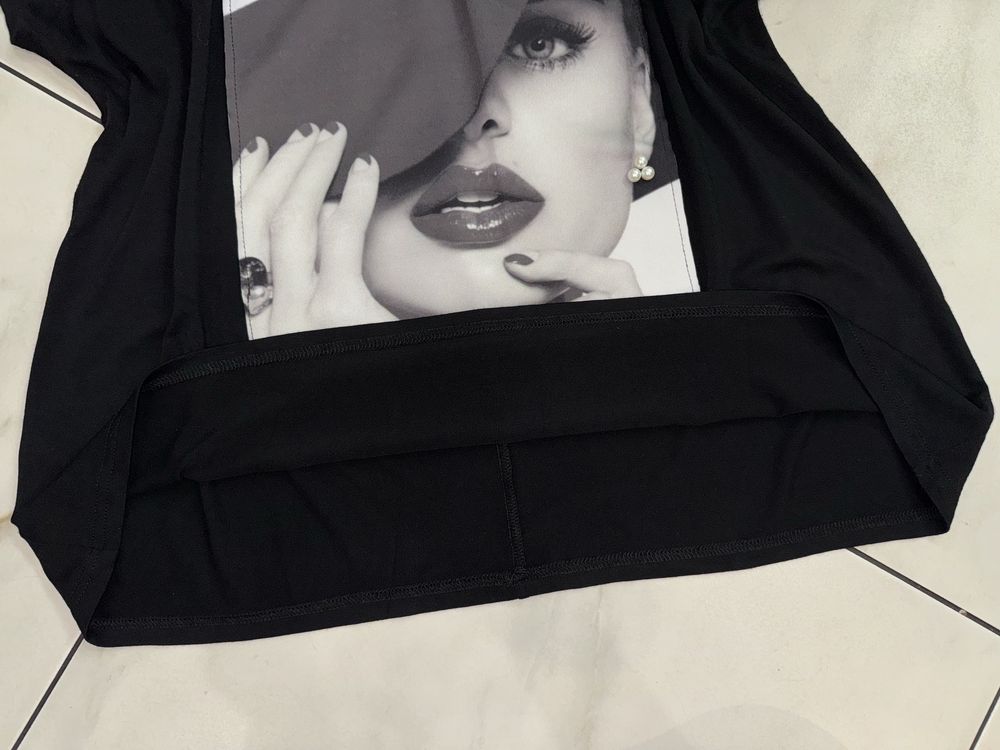 Женская вискозная черная блуза кофточка футболка F&F 52-54 (XL-2XL)