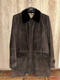 Замшевая куртка-пальто с мехом ласки Hettabretz