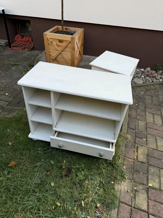 Mini komoda/szafka RTV, biała, RETRO