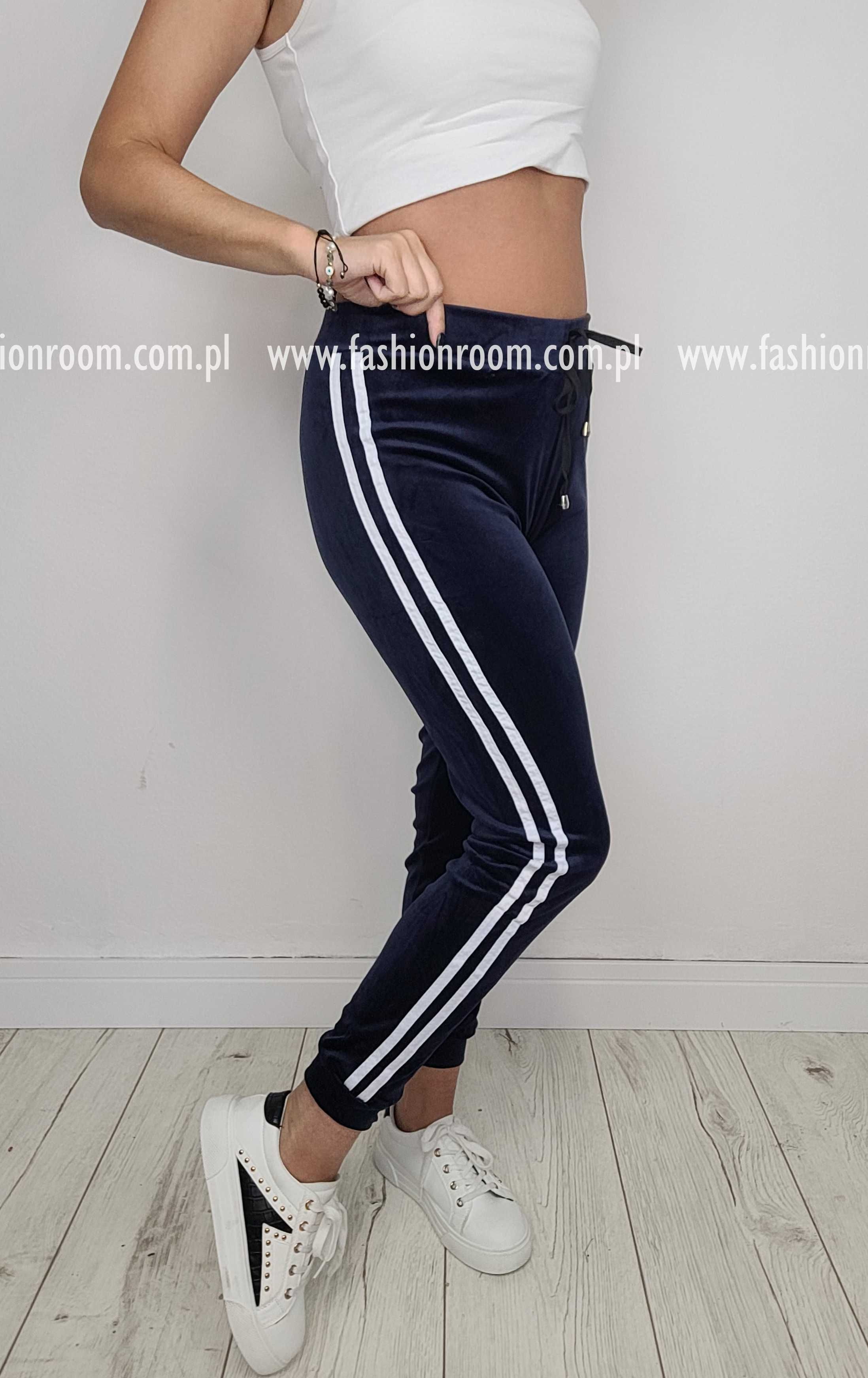 6 KOLORÓW S-XL SPODNIE dresowe WELUROWE dresy damskie TU L/XL granat