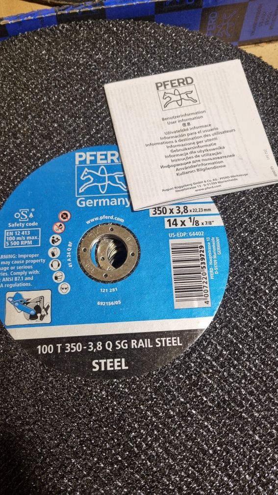 Tarcze PFERD 350×3,8 RAIL STEEL Nowe