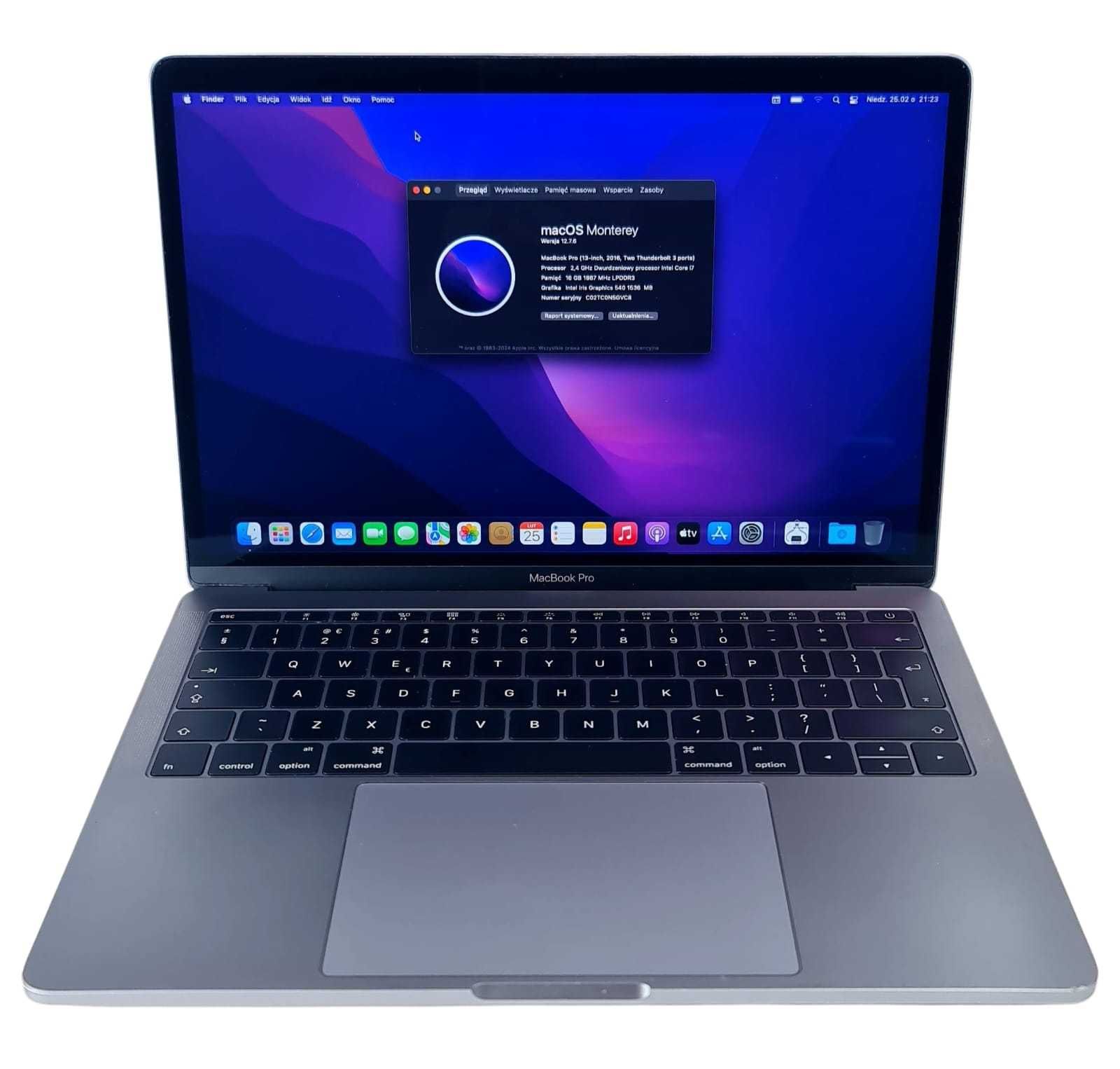 Apple MacBook Pro A1708 RETINA 13,3" i7 16GB 256GB SSD TOUCHBAR MacOS