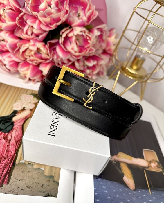 NOWY Skórzany Pasek Damski YSL Yves Saint Laurent TANIO