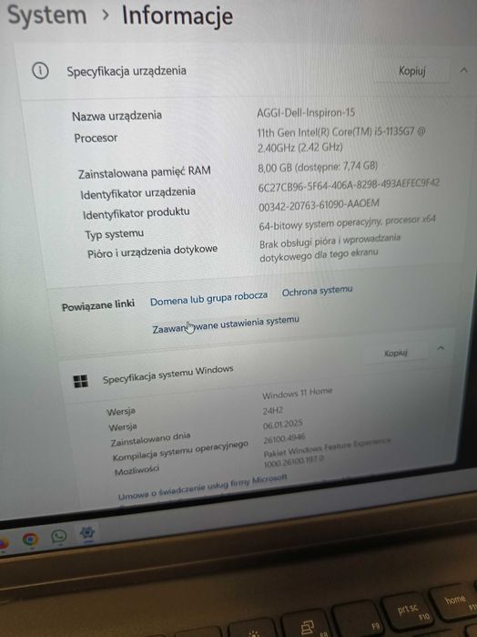 DELL Inspiron 15 3511 Intel i5 2.40GHz 8GB SSD M.2 512GB Win 11 Home