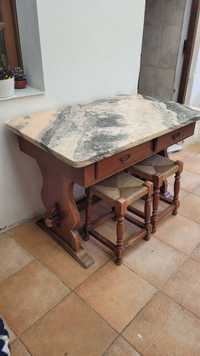 Mesa madeira e mármore