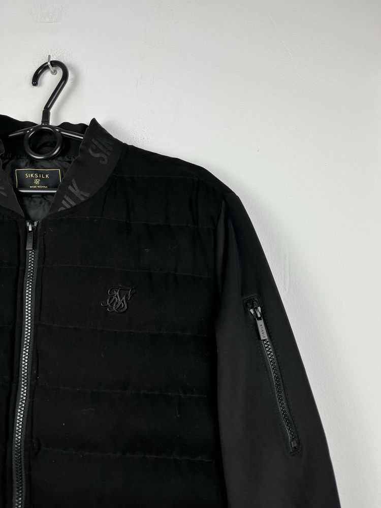 Czarna kurtka pikowana męska puchowa SikSilk rozmiar M fit L urban
