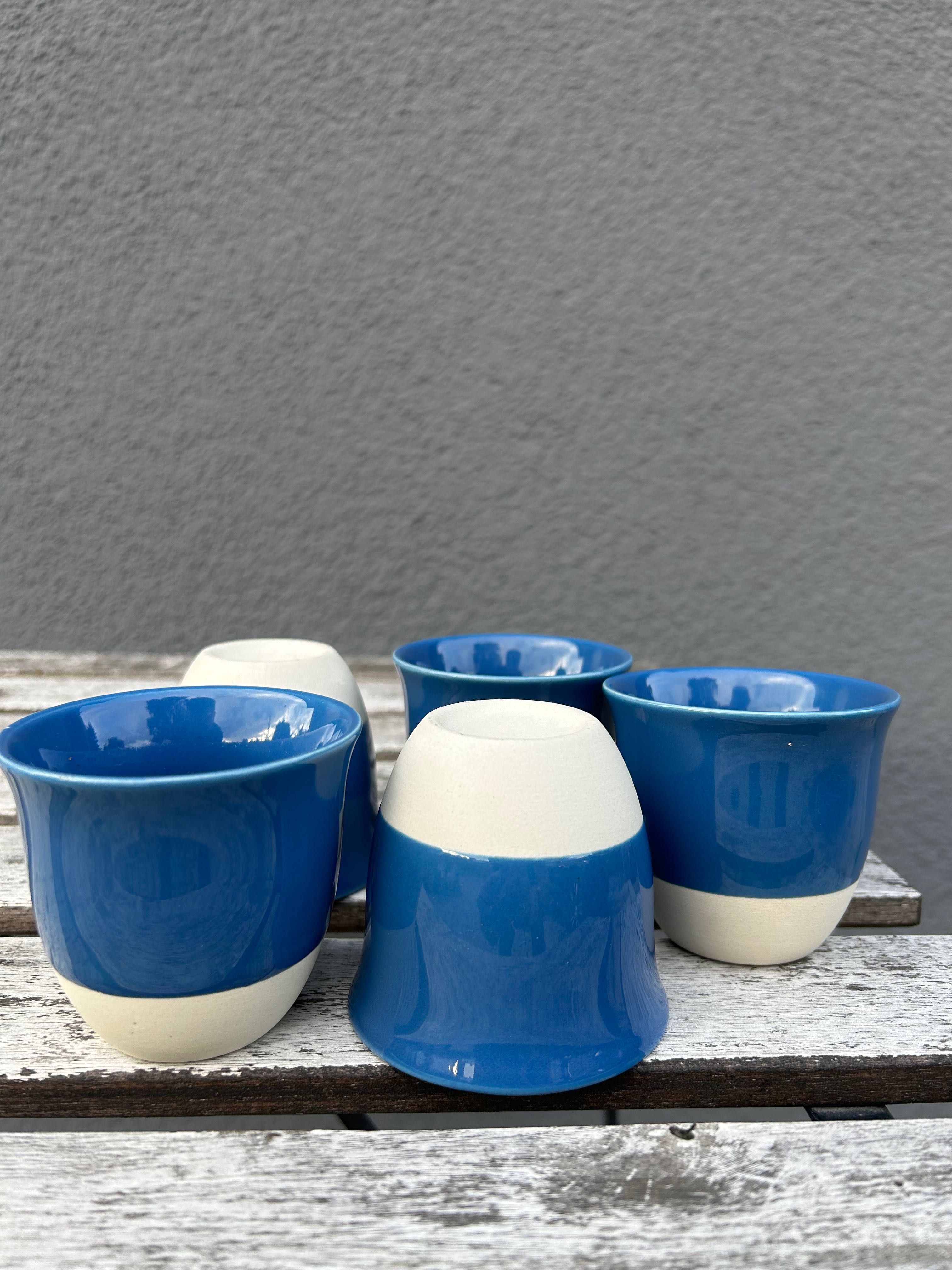 Niebieskie ceramiczne kubeczki-4 szt.