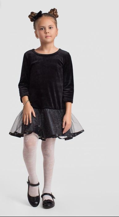 Сукня дитяча, бархатна дитяча сукня, чорна святкова сукня