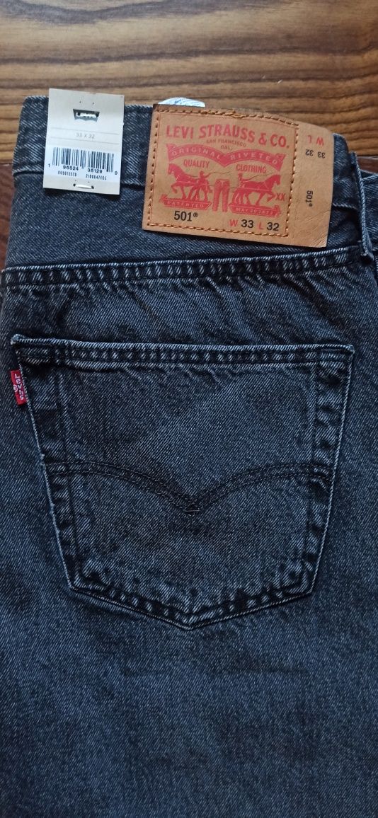 Nowe jeansy LEVI'S 501 czarne, 33/32