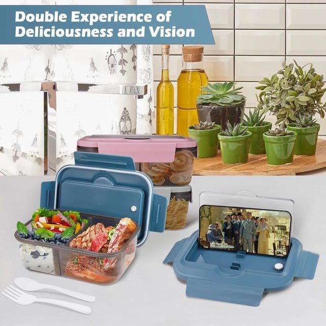 Lunchbox śniadaniówka BENTO 1400ml z widelcem i łyżką