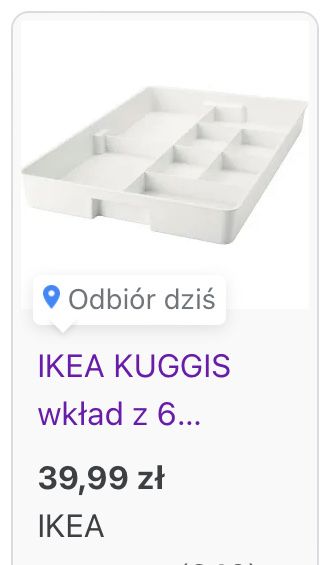 IKEA KUGGIS wypełnienie do szuflady, białe