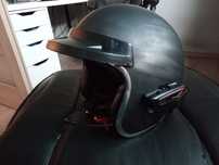 Kask retro vintage NOX XL z daszekiem i Interkomem