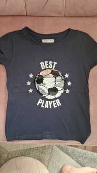 Sinsay bluzka koszulka T-shirt roz 110 cekiny piłka