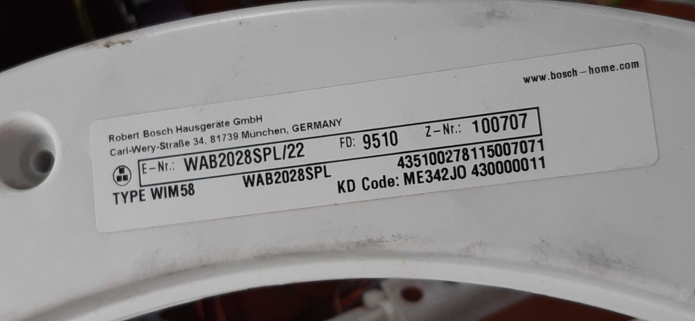 części do Pralki BOSCH WAB2028SPL/22