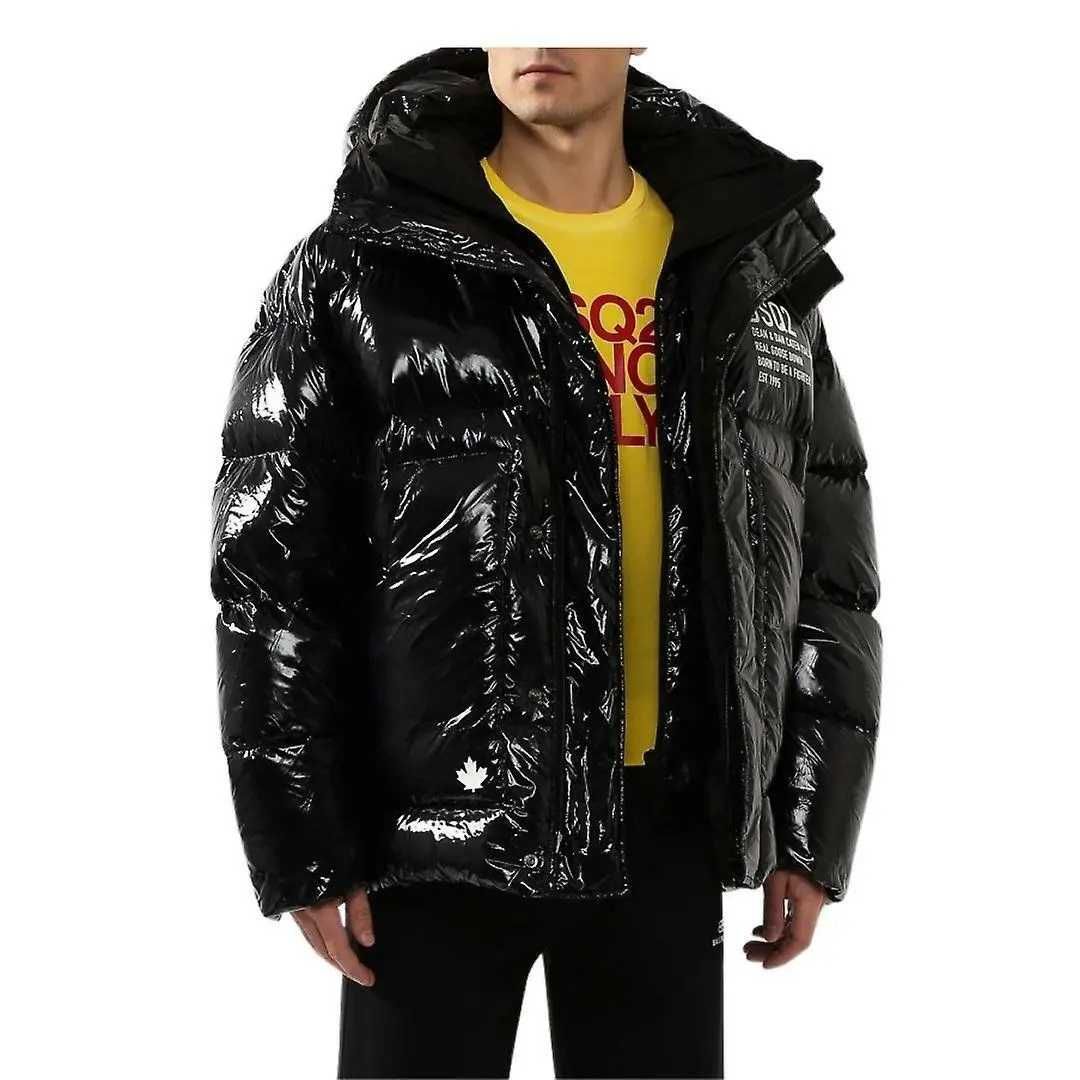 DSQUARED2 luksusowa męska kurtka puchowa z kapturem glossy finish