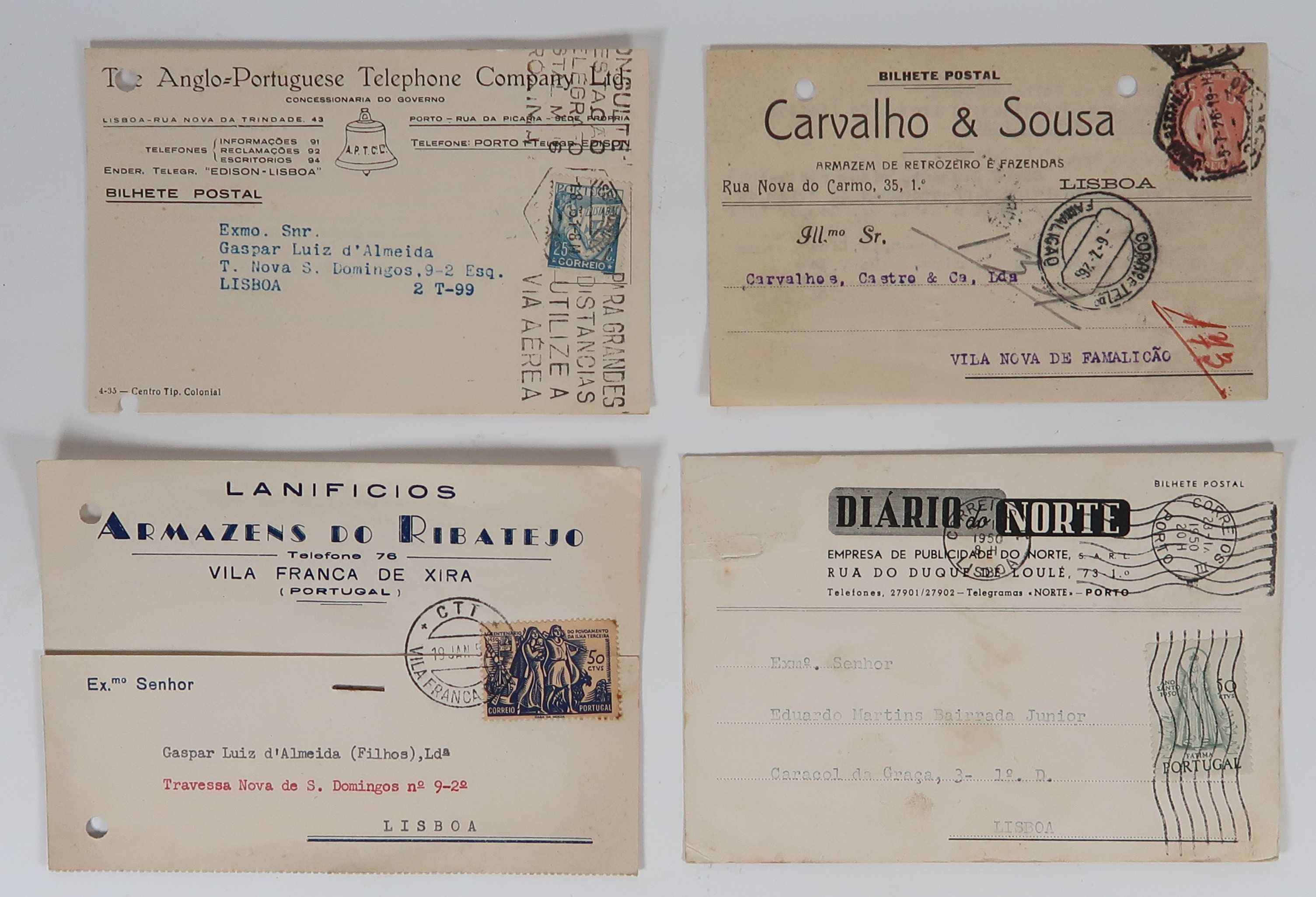 Conjunto de 16 bilhetes postais comerciais antigos