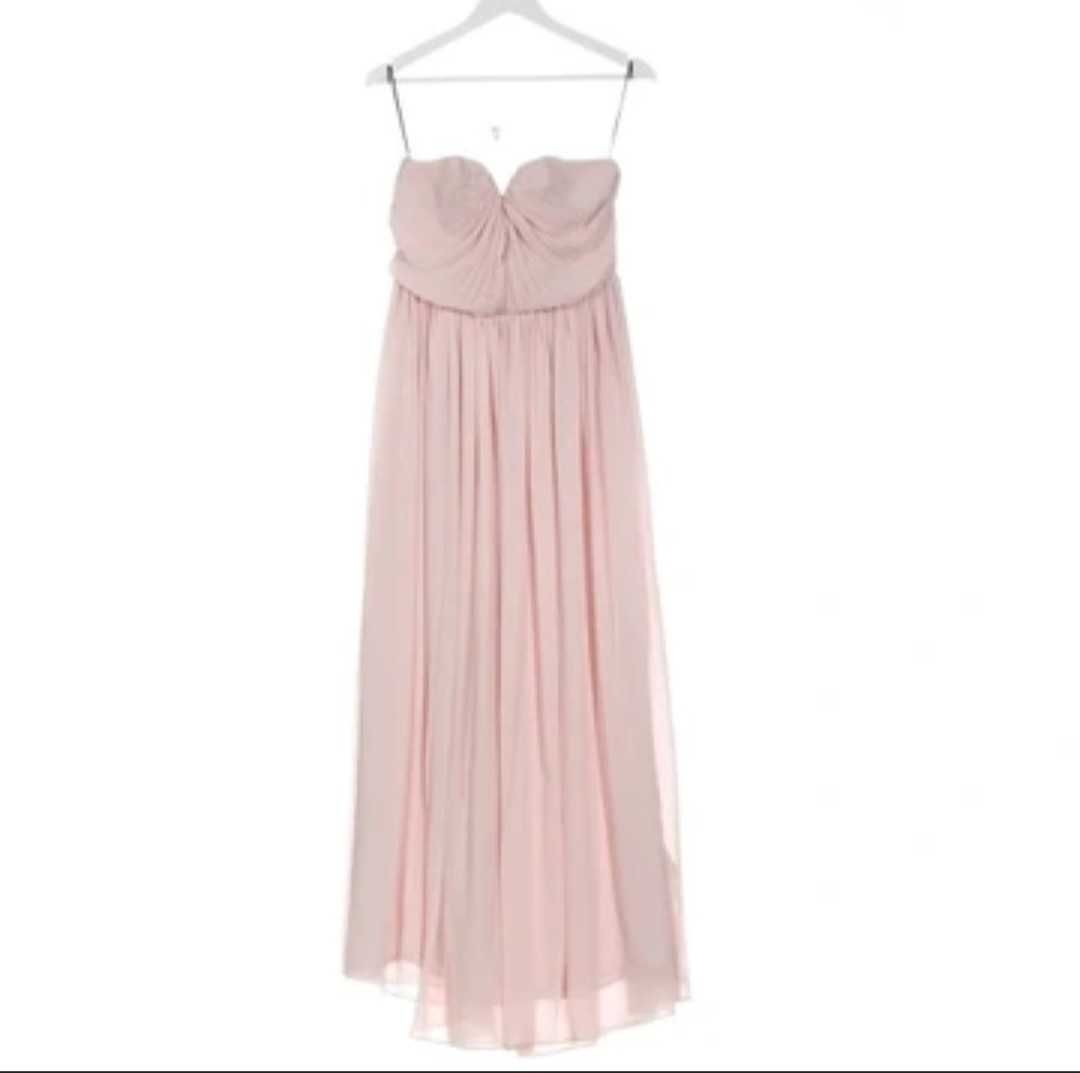 Sukienka maxi dluga pudrowy roz H&M wieczorowa na slub