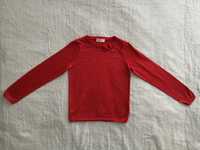Czerwony elegancki błyszczący sweter z kokardą H&M 134 - 140 jak nowy