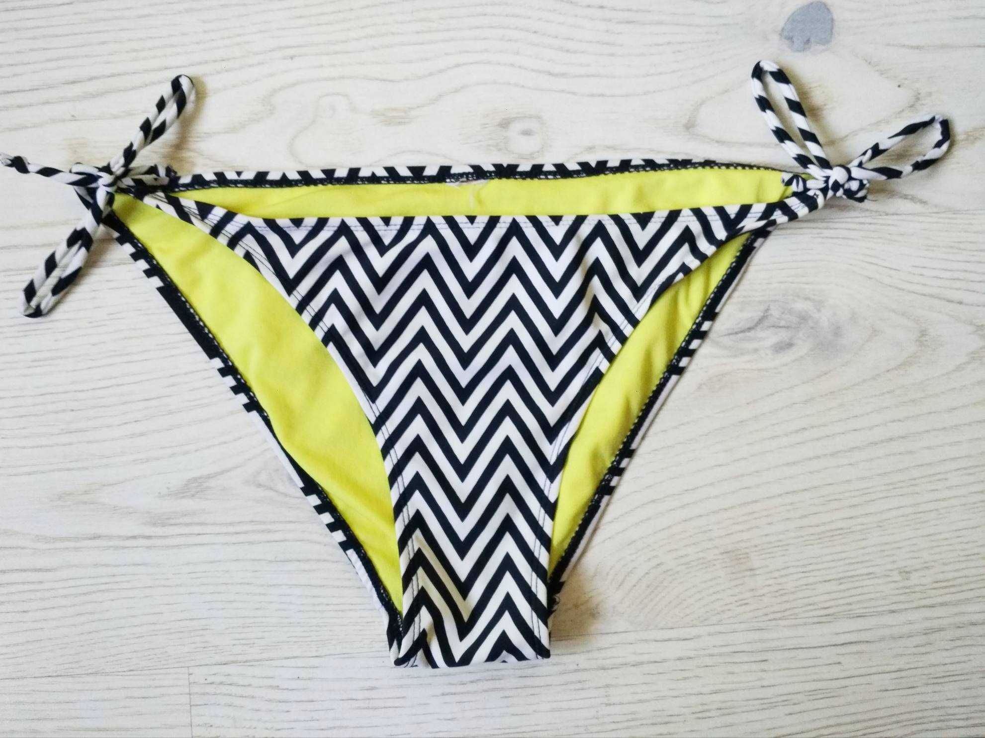 Majtki od stroju kapielowego wiazane bikini czarnobiale 38 40