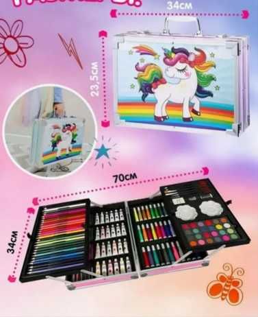 Набір для малювання 145 предметів у кейсі рожевий / блакитний