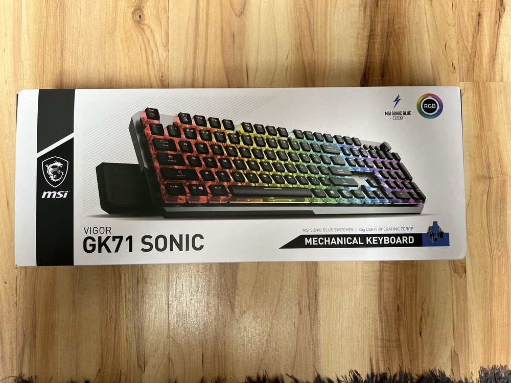 Klawiatura mechaniczna gamingowa RGB MSI Vigor GK71 Sonic Blue folia