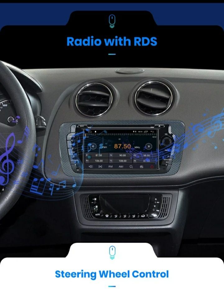 Auto Rádio Android Seat Ibiza 6j 2009 a 2013 GPS DVD USB Bluetooth