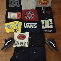 Santa Cruz, DC, Ecko unlts, Vans, sk8 dickies