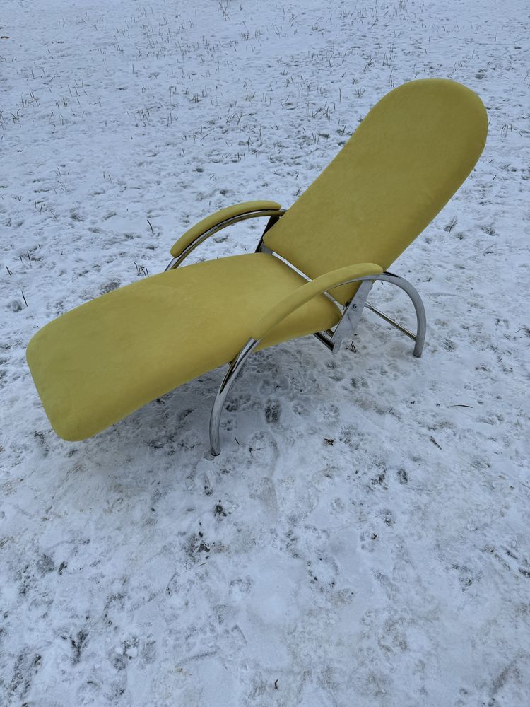 Unikat szezlong fotel rozkładany leżanka żółty designerski lata 70