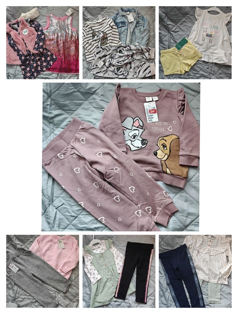 Nowe Paka ubranek dla dziewczynki rozm 92cm h&m reserved I inne