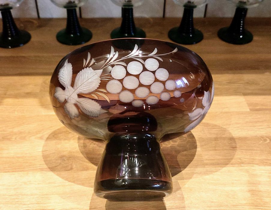 Egerman kryszta rubinow misa Wigilia półmisek vintage prl retro design