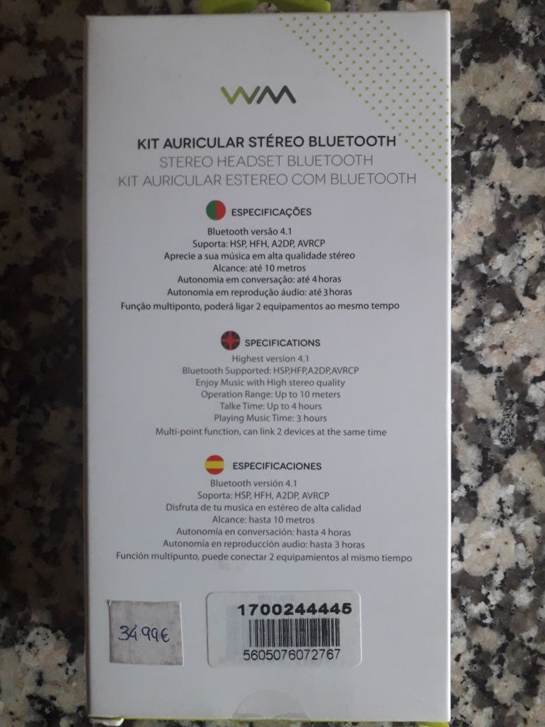 Kit Auricular Stéreo Bluetooth FunSport NOVO