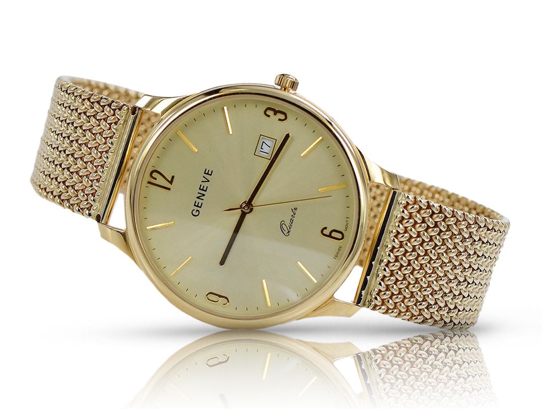 Złoty zegarek męski 14k 585 Geneve Gdańsk mw017y&mbw014y