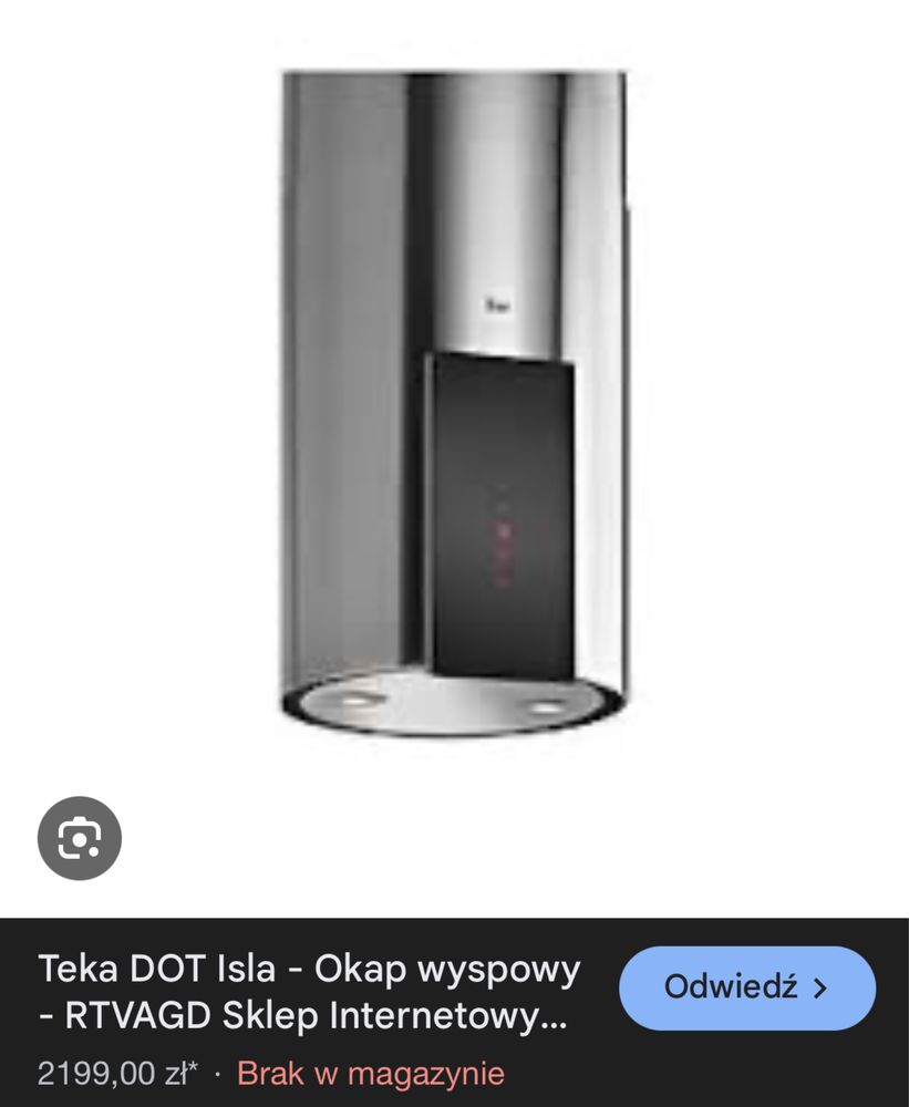 Okap wyspowy okrągly Teka DOT Isla