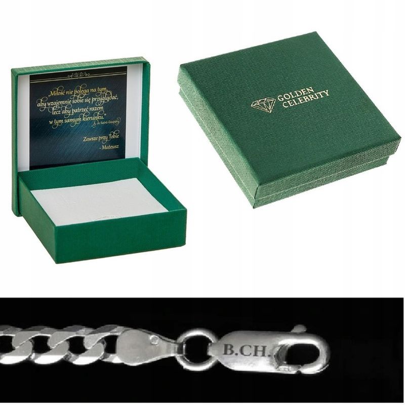 Bransoletka Srebrna Męska Pancerka Próba 925 Gruba 23cm 4mm +grawer Gr