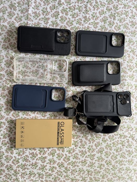 Seis Capas iPhone 15Pro Max + caixa de três películas de vidro NOVO