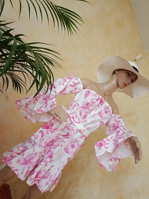 Sukienka hiszpanka S/M Bezowa OKAZJA