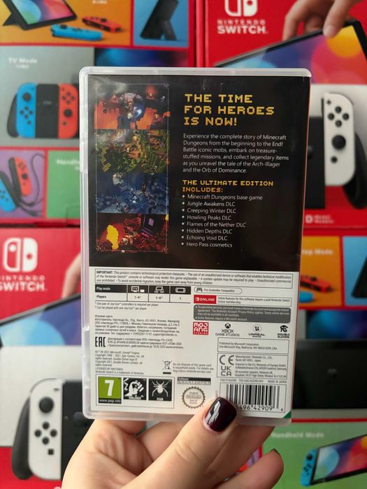 Гра Minecraft Dungeons на nintendo,картридж з грою на нінтендо,ліцензі